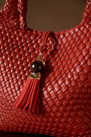 Saskia Tomato Red Woven Tote