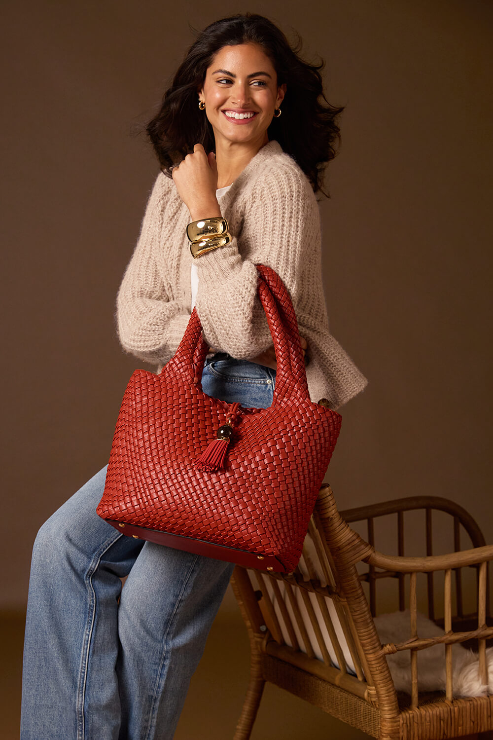 Saskia Tomato Red Woven Tote