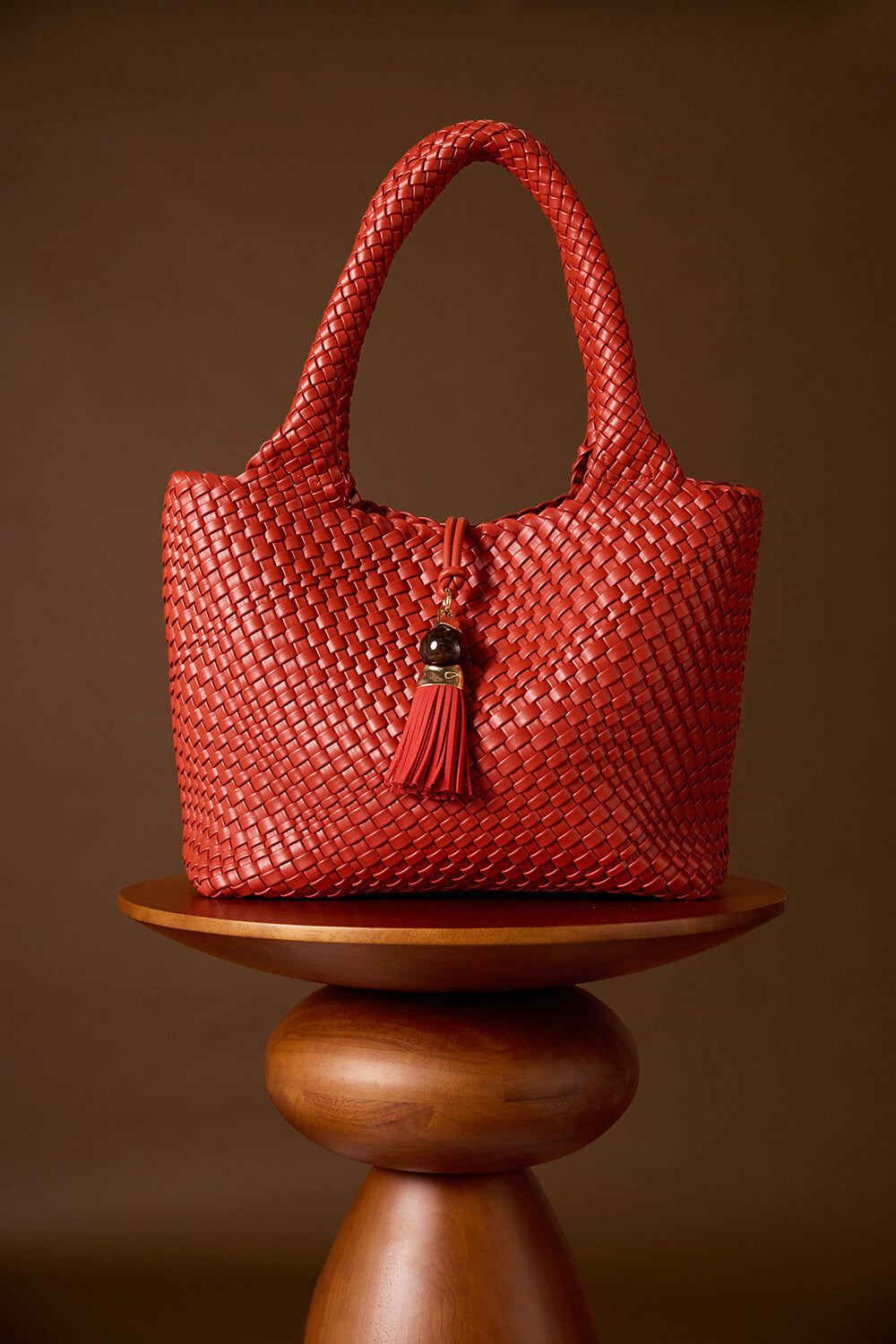 Saskia Tomato Red Woven Tote