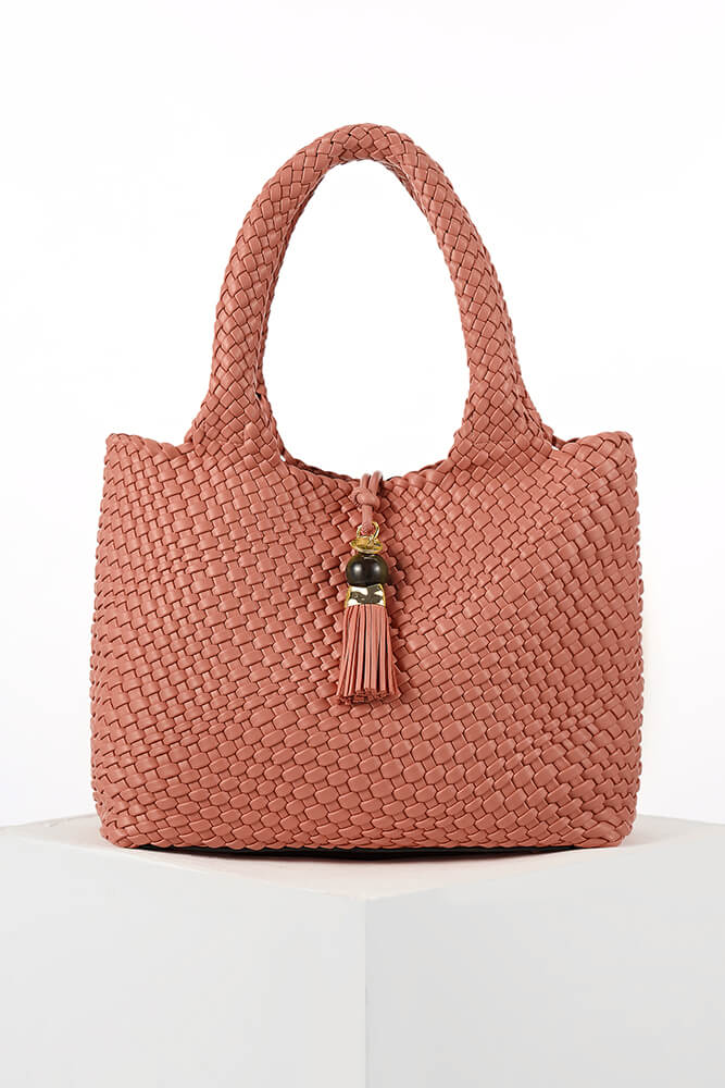 Luella Grey Saskia Tuscan Blush Large Woven Tote Bag