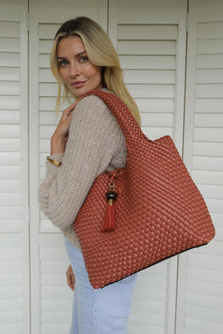 Saskia Tuscan Blush Large Woven Tote