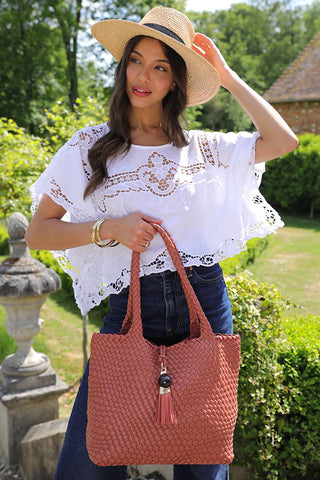 Saskia Tuscan Blush Large Woven Tote