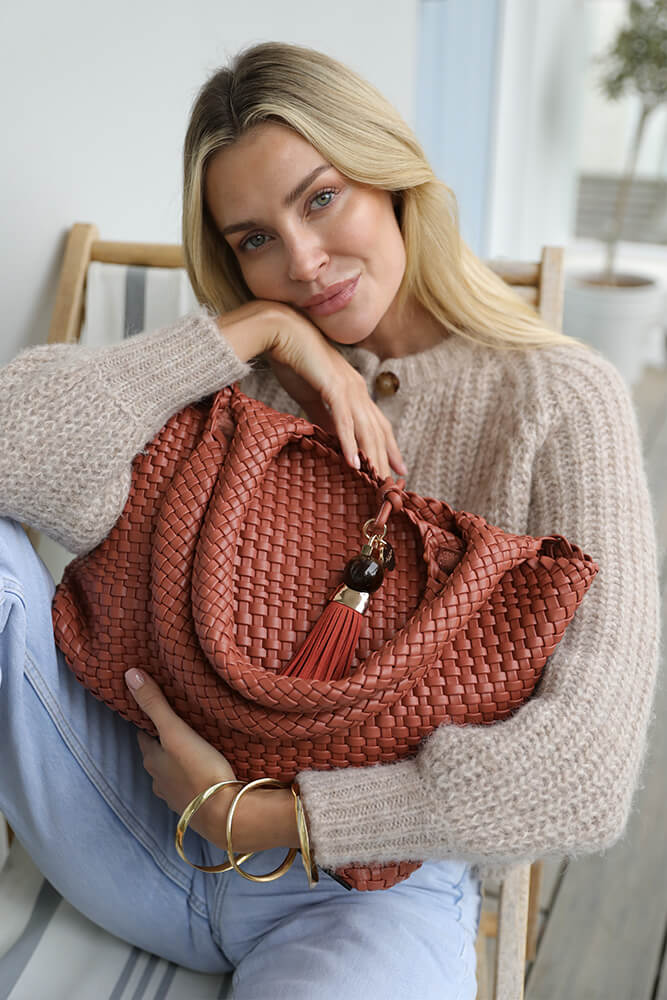 Saskia Tuscan Blush Large Woven Tote