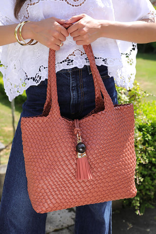 Saskia Tuscan Blush Large Woven Tote