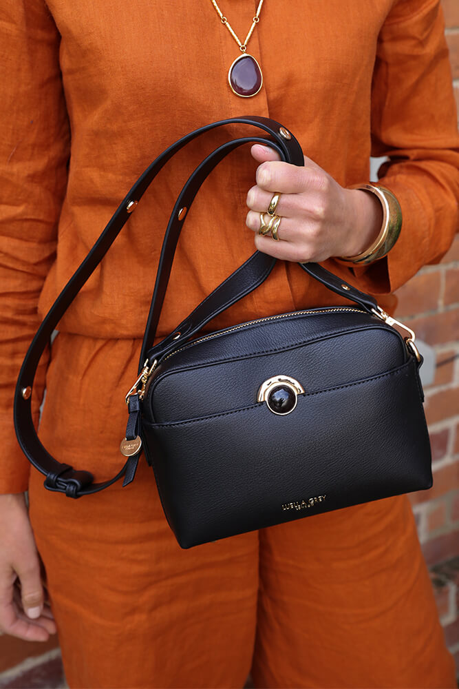 Sian Black Camera Crossbody