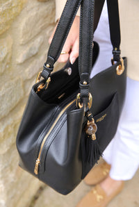 Sienna Black Hobo Tote