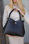 Simone Black Woven Handle Hobo