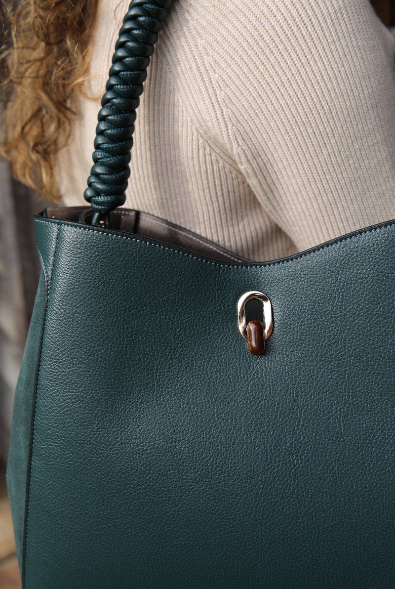 Simone Peacock Woven Handle Hobo