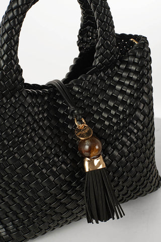 Suky Black Medium Woven Crossbody