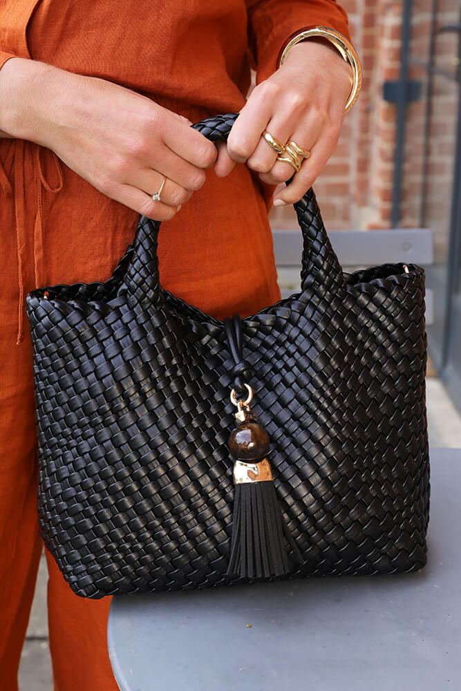 Suky Black Medium Woven Crossbody – Luella Grey