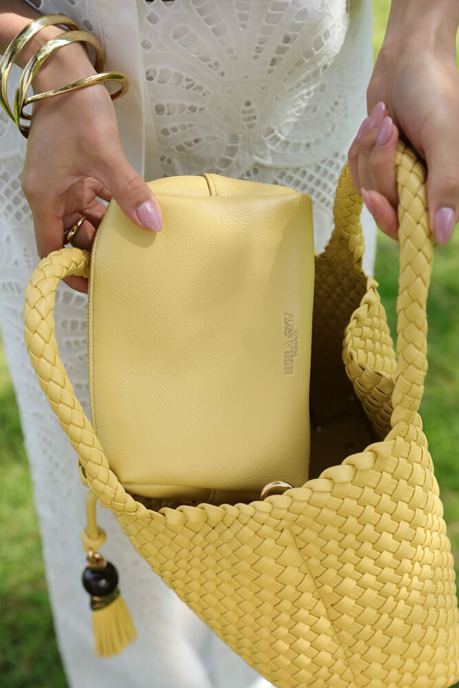 Suky Buttercup Yellow Medium Woven Crossbody
