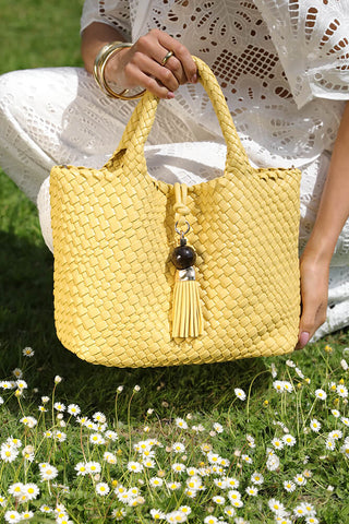 Suky Buttercup Yellow Medium Woven Crossbody