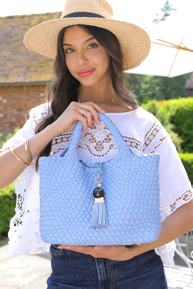 Suky Cornflower Blue Medium Woven Crossbody