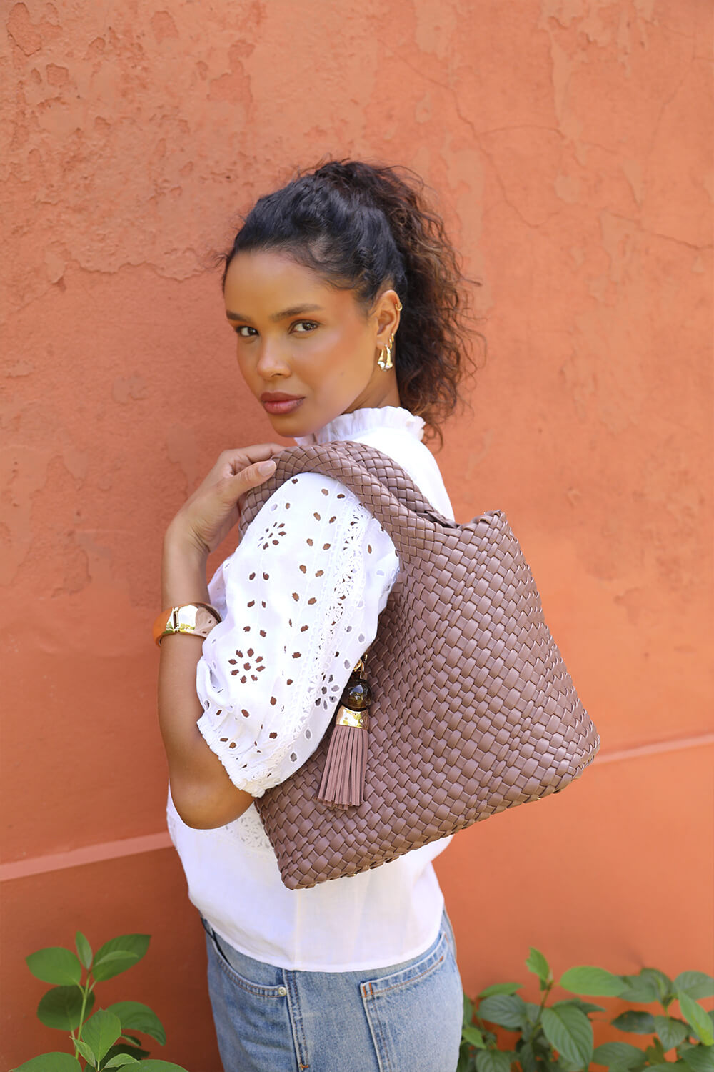 Suky Fawn Woven Crossbody