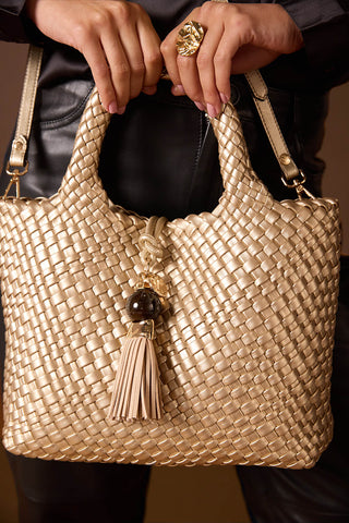 Suky Gold Woven Crossbody