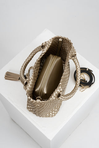 Suky Gold Woven Crossbody