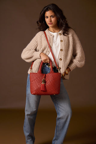 Suky Tomato Red Woven Crossbody