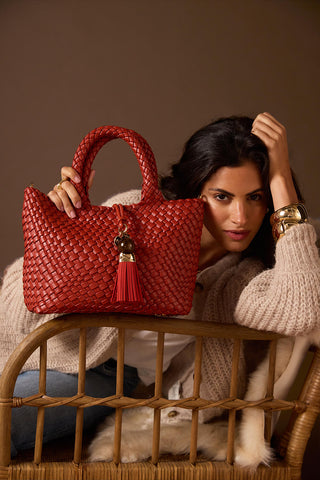Suky Tomato Red Woven Crossbody