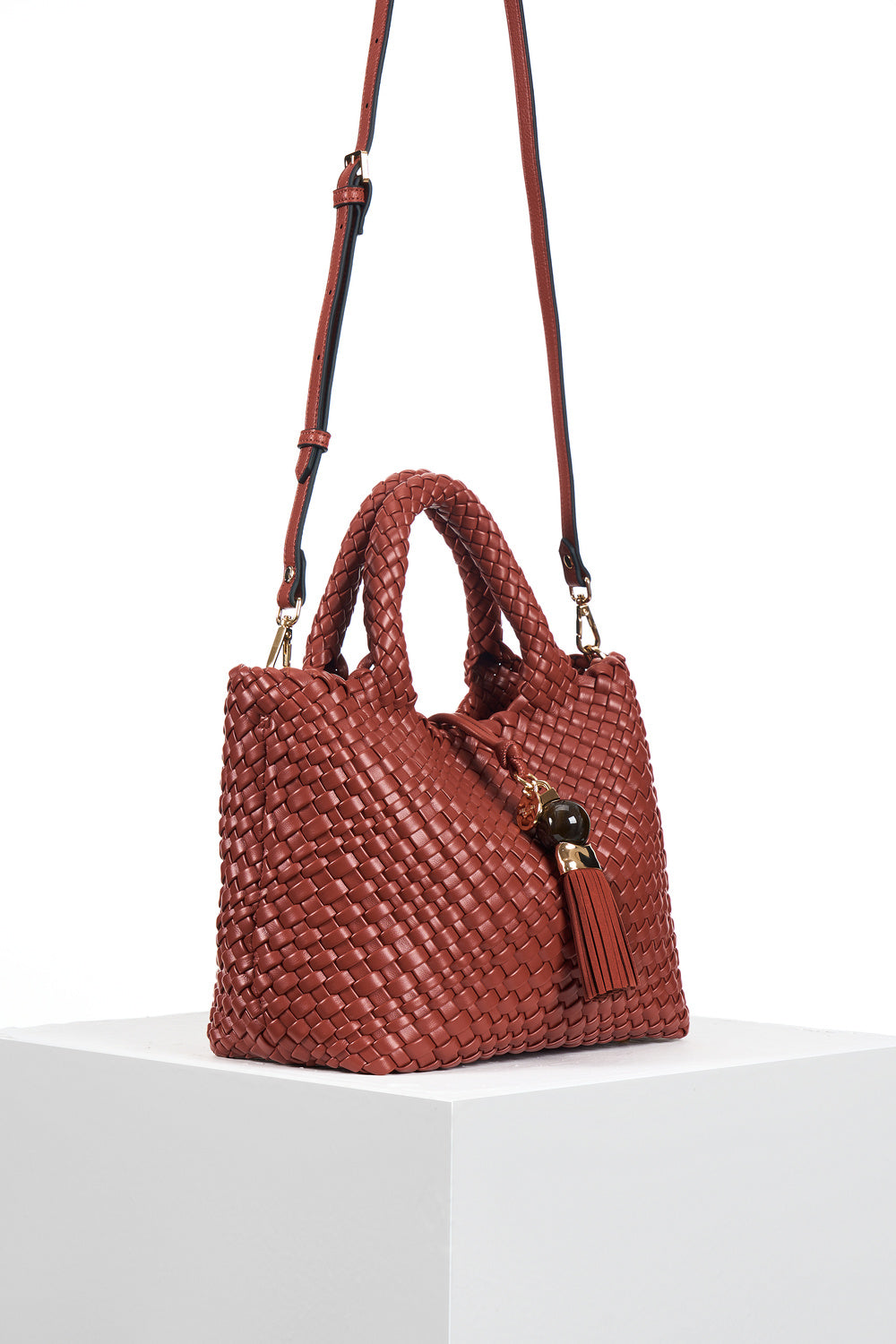 Suky Tomato Red Woven Crossbody