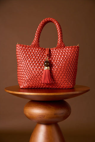 Suky Tomato Red Woven Crossbody