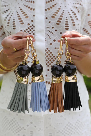 Thames Tassel Cornflower Blue Beaded Charm