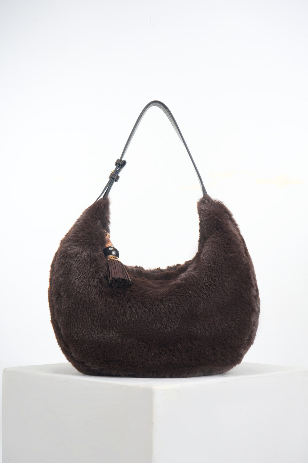 Theodora Chocolate Faux Fur Scoop Hobo