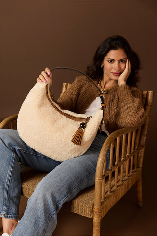Theodora Ecru Borg Scoop Hobo