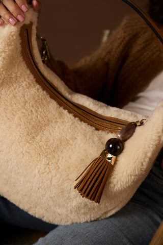 Theodora Ecru Borg Scoop Hobo