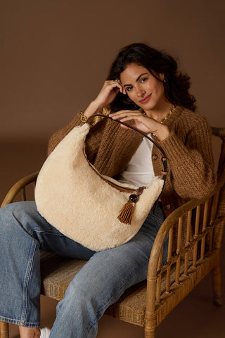Theodora Ecru Borg Scoop Hobo