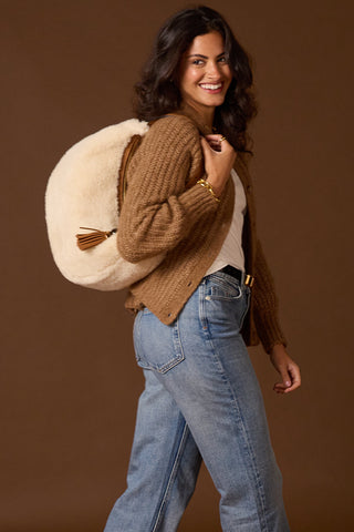 Theodora Ecru Borg Scoop Hobo