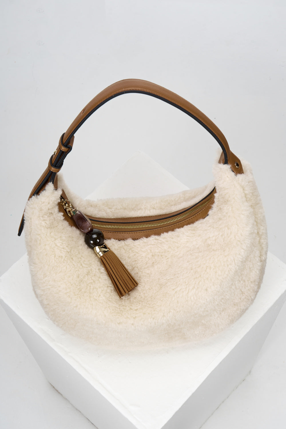 Theodora Ecru Borg Scoop Hobo