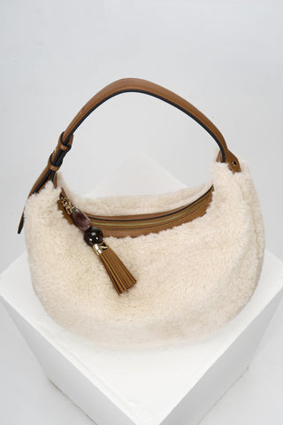 Theodora Ecru Borg Scoop Hobo