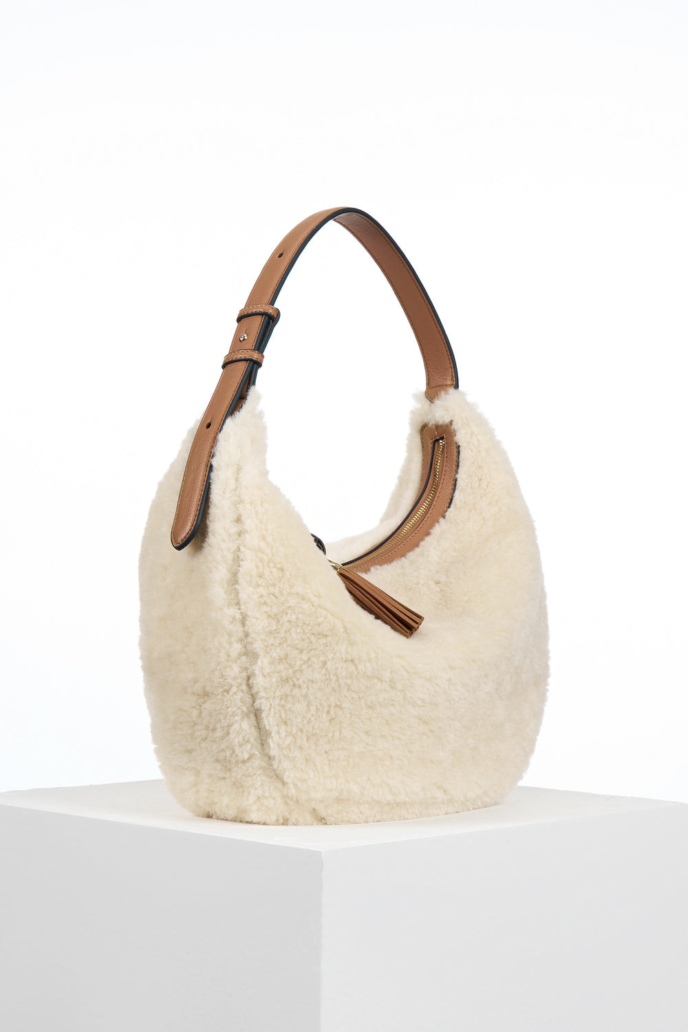 Theodora Ecru Borg Scoop Hobo