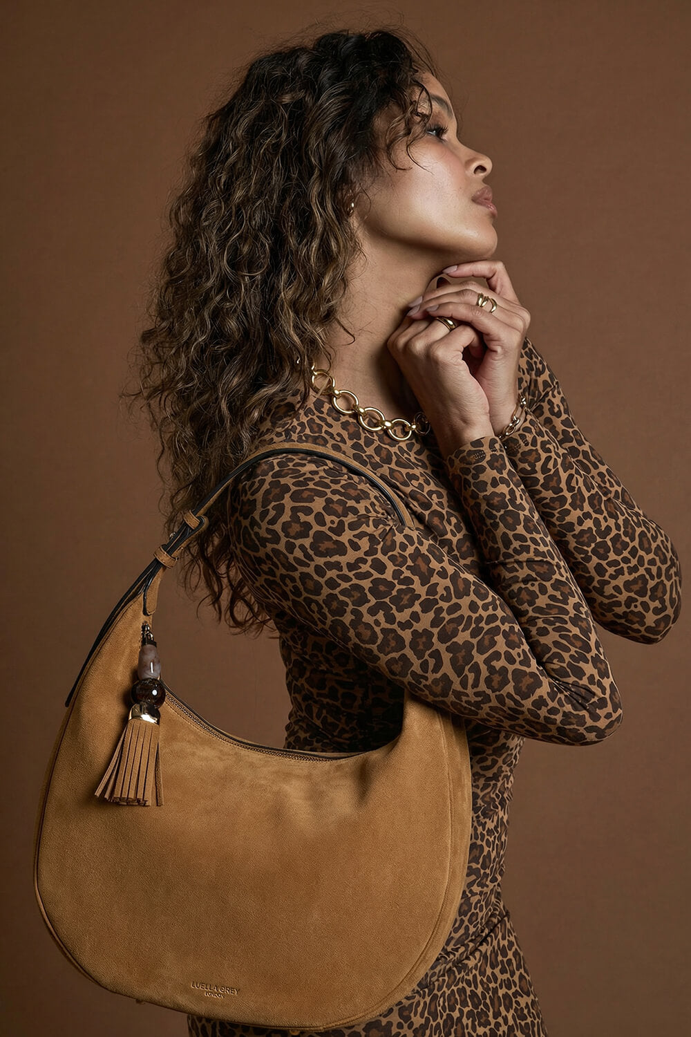 Theodora Tan Recycled Suede Scoop Hobo