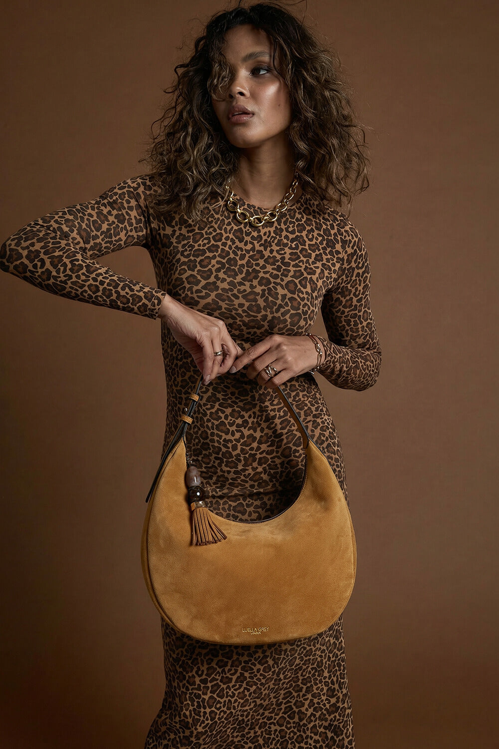 Theodora Tan Recycled Suede Scoop Hobo
