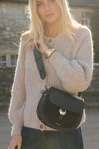 Venetia Black Saddle Crossbody