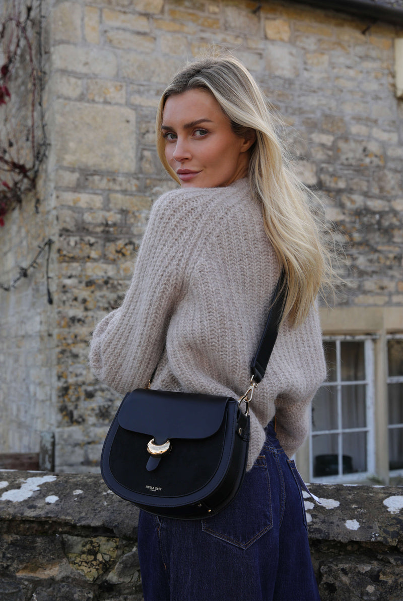 Venetia Black Saddle Crossbody
