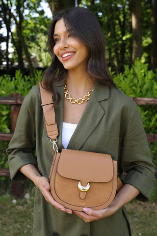 Venetia Camel Saddle Crossbody