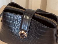 Mills Black Croc Crossbody