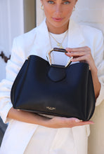 Load image into Gallery viewer, Belle Black Molten Handle Multi Compartment Tote
