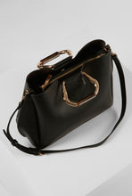 Load image into Gallery viewer, Belle Black Molten Handle Multi Compartment Tote
