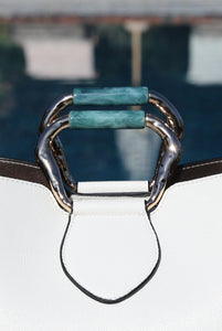 Belle White Molten Handle Multi Compartment Tote
