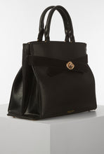Load image into Gallery viewer, Clementine Black Molten Turnlock Belted Tote
