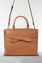 Load image into Gallery viewer, Clementine Camel Molten Turnlock Belted Tote
