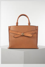 Load image into Gallery viewer, Clementine Camel Molten Turnlock Belted Tote
