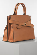 Load image into Gallery viewer, Clementine Camel Molten Turnlock Belted Tote
