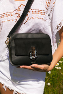 Elsa Black Camera Crossbody