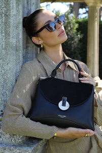 Orla Black Top Handle Molten Resin Clasp Bag