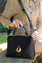 Load image into Gallery viewer, Orla Black Top Handle Molten Resin Clasp Bag

