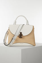 Load image into Gallery viewer, Orla Raffia/White Top Handle Molten Resin Clasp Bag
